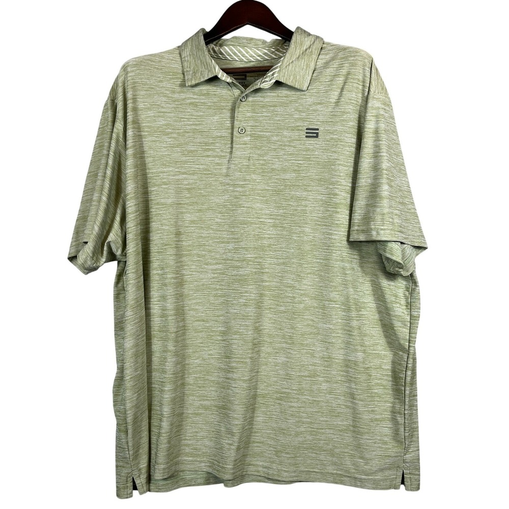 Three Sixty Six Men 3XL Polo Shirt Performance Stretch Green Heather Golf